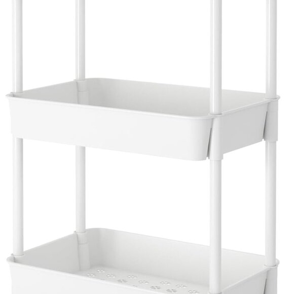 Other - 3-Tier Plastic Rolling Storage Cart Utility Cart with Extra Hanging Cups Handles